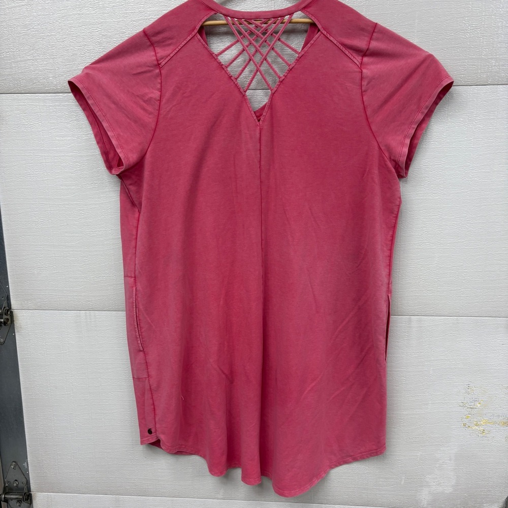 Livi Active Pink Lattice Strappy V-Neck Tunic Top dress cover up Plus Size 26/28